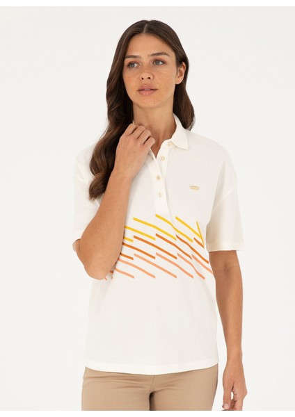 Ekru Kadın Standart Polo T-Shirt PISKU modelleri