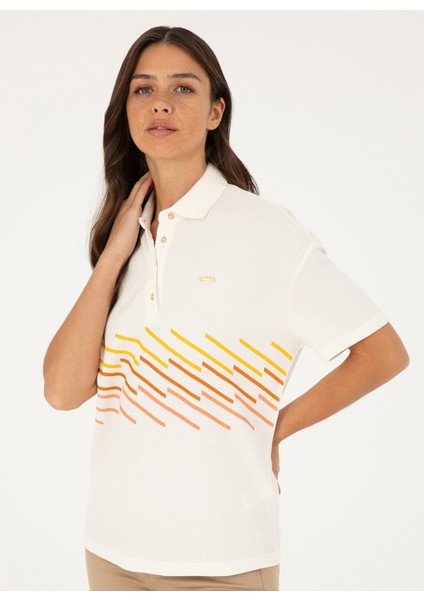 Ekru Kadın Standart Polo T-Shirt PISKU indirimleri