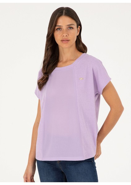 Bisiklet Yaka Lila Kadın T-Shirt POSY modelleri
