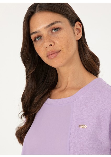 Bisiklet Yaka Lila Kadın T-Shirt POSY fırsatları