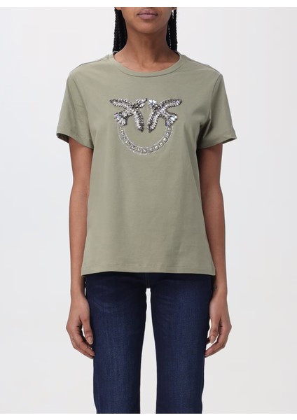 Yuvarlak Yaka Baskılı Siyah Kadın T-Shirt 100535A1R7