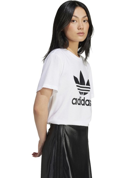 Kadın Beyaz Yuvarlak Yaka Normal Kalıp T-Shirt IN8441 Trfl Tee Boxy fiyatları