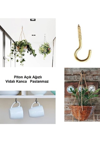 Açık Piton Kanca 18X60 Küçük Vidalı Kanca - 10 Adet