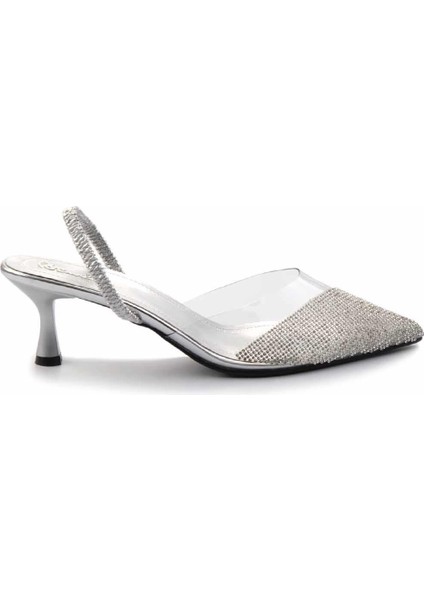 Gümüş Taşlı Kadın Klasik Topuklu Ayakkabı K01026200387