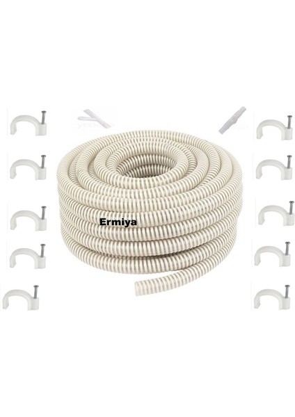 Tüm Klimalara Uyumlu Klima Drenaj Tahliye Hortumu 10 Metre +10 Çivi Kroşe+2 Ek + Nipel Y