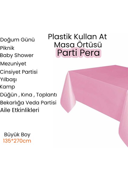 Plastik Kullan At Büyük Boy Kırmızı Renk Masa Örtüsü 135*270CM