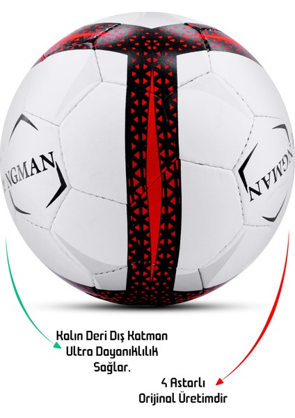 Futbol Topu Pompalı Set Profesyonel El Dikişli Dayanıklı Sert Zemin Halı Saha Topu 099 No:5