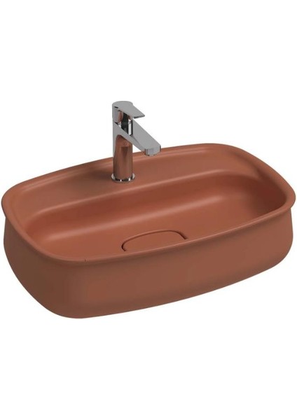 Fluido Tezgah Üzeri Çanak Lavabo 60 cm Bas-Aç Set Terracotta