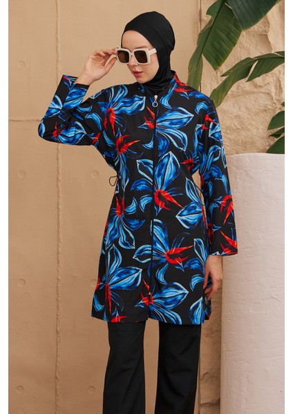 Paraşüt Tam Kapalı Tesettür Mayo Desenli Dokuma 2224-571