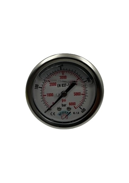 Ø 63 - 0 - 400 Bar 1/4 Gliserinli Pano Tipi Manometre