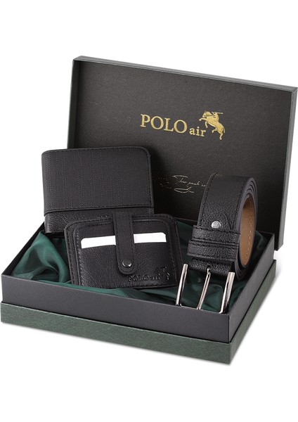 Kutulu Spor Kot Desen Erkek Cüzdan Kemer Kartlık Seti M-11