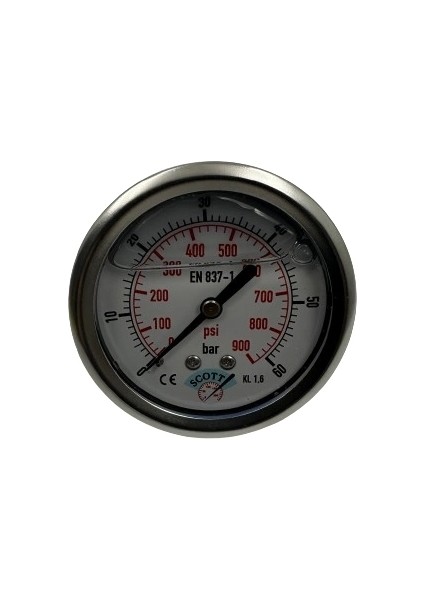Ø 63 - 0 - 60 Bar 1/4 Gliserinli Pano Tipi Manometre