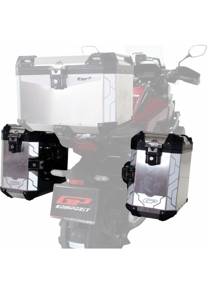 Universal 40 Lt x 2 Alüminyum Motosiklet Yan Çanta Seti Gri