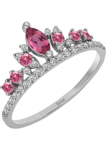ve Pembe Turmalin Taşlı Diana Tacı Yüzük 0447R0074