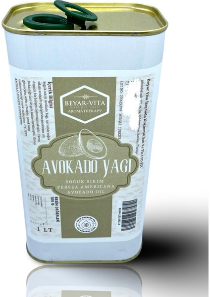 Avokado Yağı, 1 Litre , teneke ambalaj