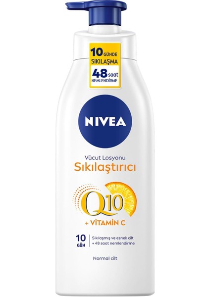 Sıkılaştırıcı Vücut Losyonu Q10 + C Vitamini, 400 Ml, 48 Saat Vücut Nemlendirme, 10 Günde Sıkılaşma, Normal Ciltler Için, Vücut Bakım