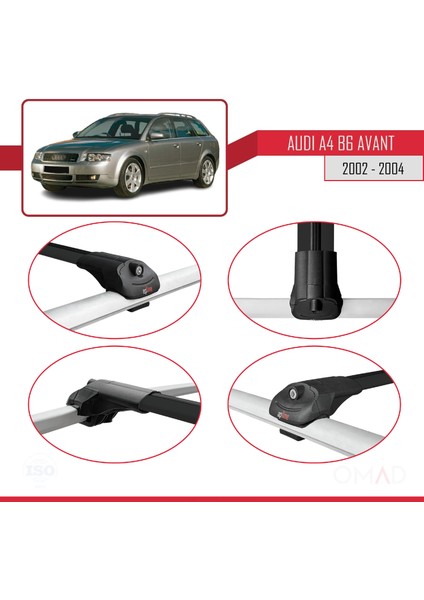 Audi A4 (B6) Avant 2002-2004 Arası ile Uyumlu Ace-1 Ara Atkı Tavan Barı Siyah 3 Adet