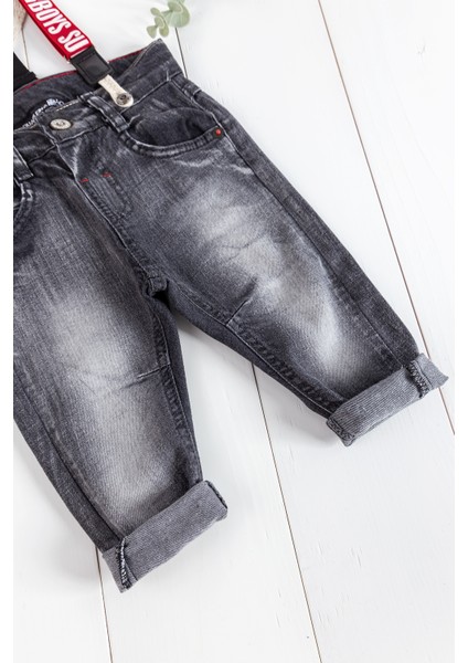 Denim Kumaş Askılı Erkek Bebek Kot Pantolon fiyatları