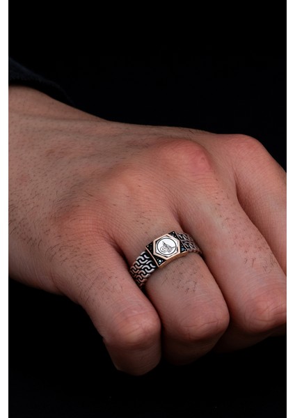 Erkek Gümüş Yüzük - Osmanlı Tuğrası Siyah Taşlı Gümüş Erkek Yüzüğü fiyatları