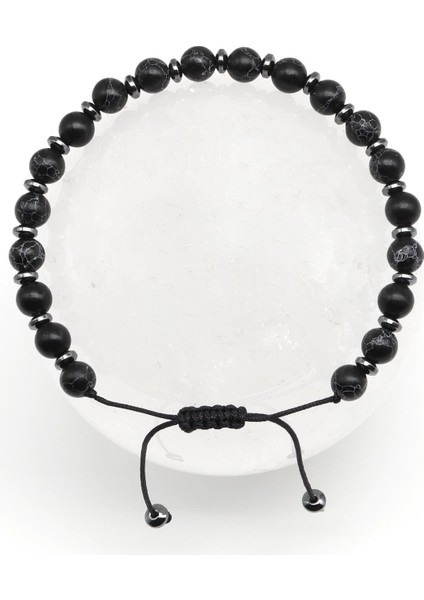 Varisit Doğal Taş Makrome Örme Bileklik Küre Kesim