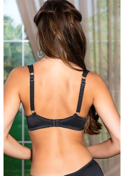 Saten Toparlayıcı Minimizer Sütyen ve Yüksek Bel Slip Külot Takım Siyah (MGP31521)