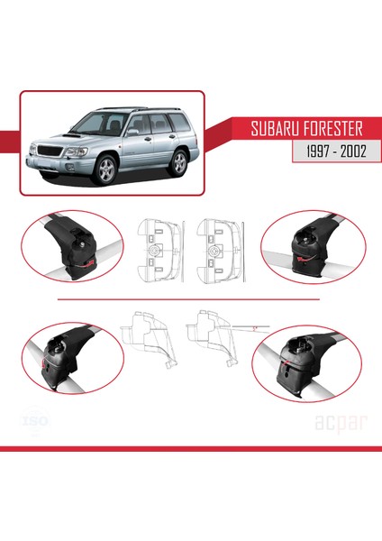 Subaru Forester (Sf) 1997-2002 Arası ile Uyumlu Ace-2 Ara Atkı Tavan Barı Gri fırsatları