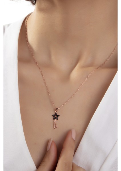 Kadın Orjinal 925 Ayar Gümüş Zirkon Taşlı Kuyruklu Yıldız Model Kolye modelleri