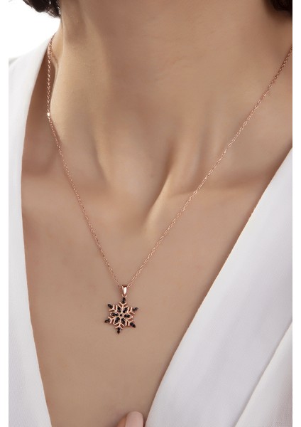 Kadın Orjinal 925 Ayar Gümüş Zirkon Taşlı Kar Tanesi Model Kolye modelleri