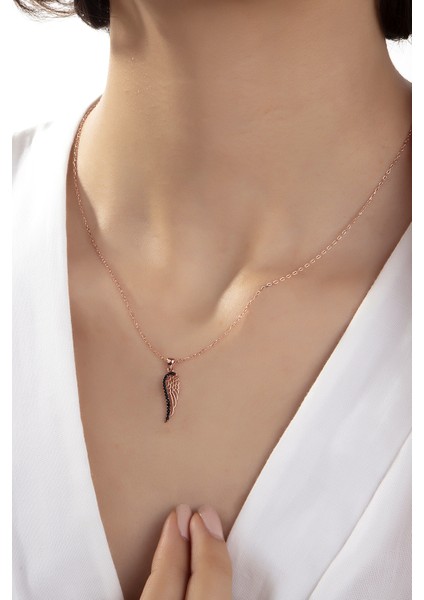 Kadın Orjinal 925 Ayar Gümüş Zirkon Taşlı Melek Kanat Model Kolye modelleri