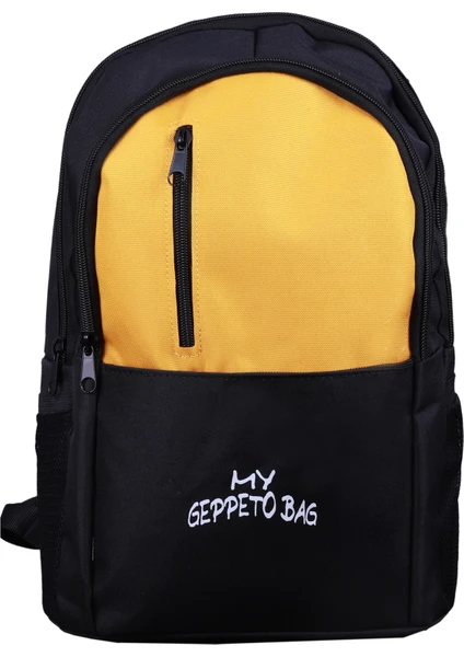 My Geppeto Bag Yeni Model Okul Sırt Spor Günlük Çantası Siyah Sarı