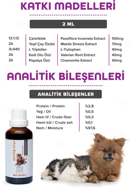 Kediler ve Köpekler Için %100 Doğal Sakinleştirici,antistres Şurup