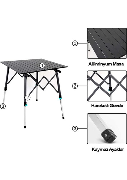 Skylite Yükseklik Ayarlı Katlanır Kamp Masası