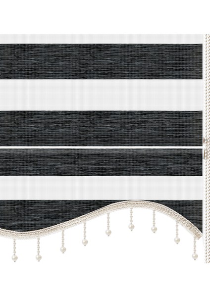 Soft Bamboo Siyah Gri Kırçıllı Zebra Perde ( Etek Boncuklu ) fırsatları