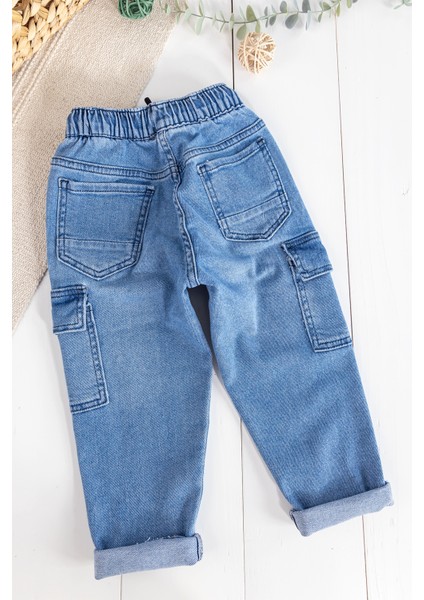 Kargo Cepli Denim Kumaş Beli Lastikli Erkek Çocuk Kot Pantolon modelleri