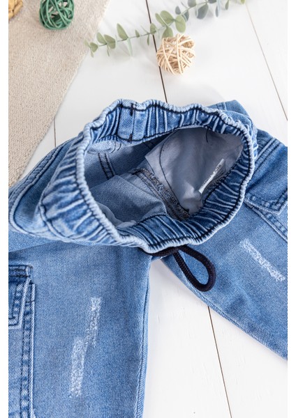 Kargo Cepli Denim Kumaş Beli Lastikli Erkek Çocuk Kot Pantolon indirimleri