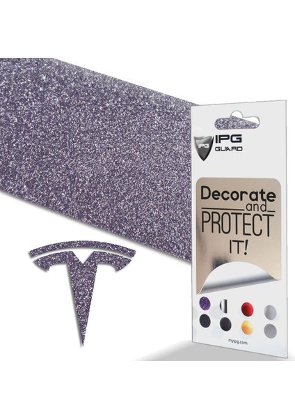 Tesla Model Y Özel Kesim Logo Seti - Direksiyon Ön Arka Jantlar ve Sensörler Için 8'lu Tesla Logo Sticker Seti ( Simli Mor )
