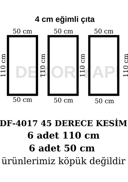 Dekoratif Boyanabilir 4 cm Eğimli Duvar Çıtası 3 Çerçeve Hazır Kesimli Paket