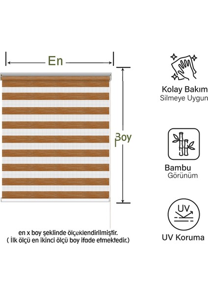 Soft Bamboo Kahverengi Kırçıllı Zebra Perde ( Etek Düz )