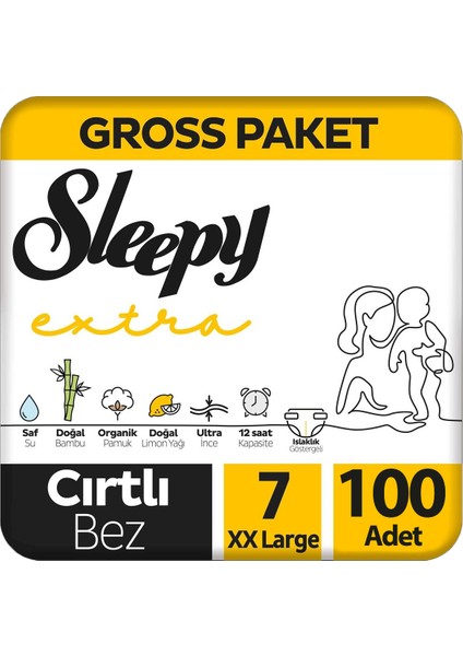 Extra Bebek Bezi gross Paket 7 Beden 100 Adet