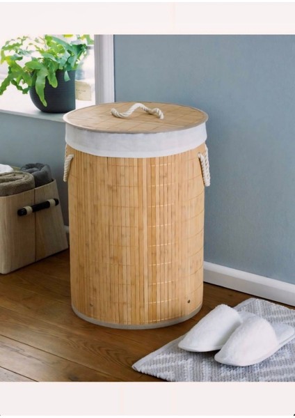 Katlanabilir Bambu Çamaşır Sepeti Yuvarlak 35X57 cm Banyo Çamaşır Kirli Sepeti Çok Amaçlı Hasır Düzenleme Oyuncak Sepeti modelleri