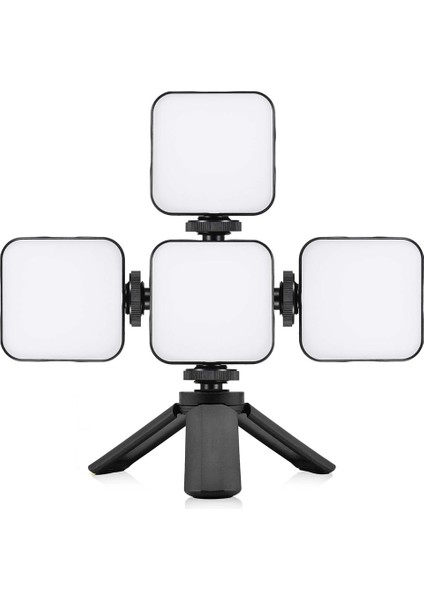 4 Adet Mini Video 49 LED Light Sürekli 6000K Işık Vlog Youtube Makyaj Vb. Çekimleri