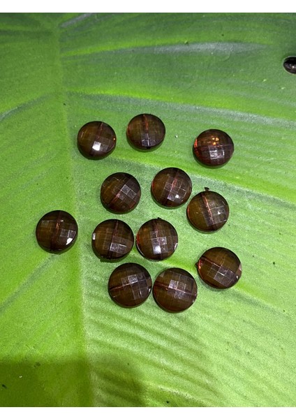 Kahverengi Kristal Oval Delikli Boncuk 12 Adet 2x2