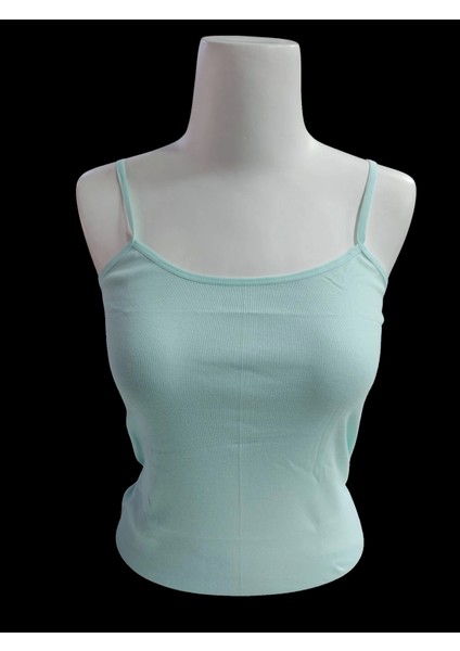 Kadın Ribana Ip Askılı Atlet - Su Yeşili