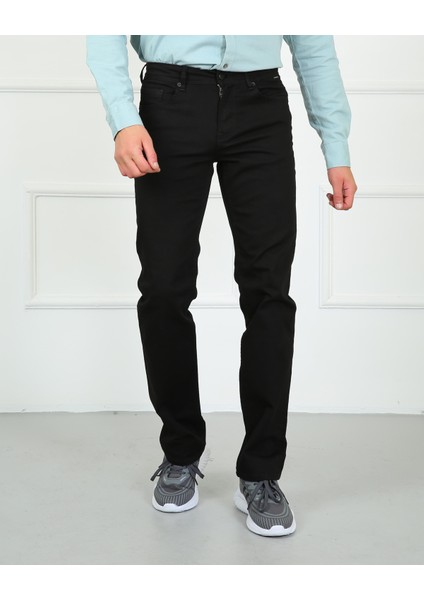 Mılano 702-01 Rahat Kalıp Düz Paça Erkek Kot Pantolon Siyah fiyatları