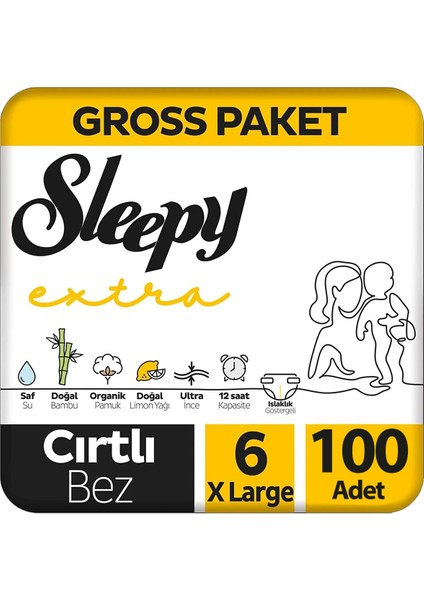 Extra Bebek Bezi Gross Paket 6 Beden 100 Adet