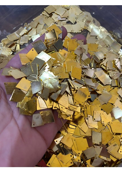 Çelik Delikli Altın Sarısı Takı Pul Payet 1 cm 10 gr