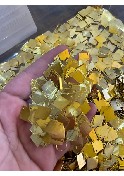 Çelik Delikli Altın Sarısı Takı Pul Payet 1 cm 10 gr modelleri