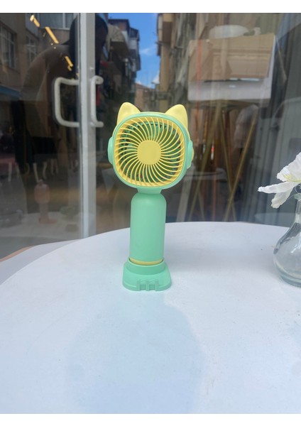 Mini Yeşil USB Şarjlı El ve Masa Fanı