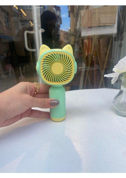 Mini Yeşil USB Şarjlı El ve Masa Fanı