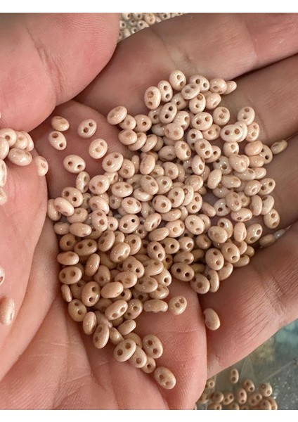 5 mm 25 gr Çift Delikli Oya Yazma Boncuk Pudra Renk fiyatları